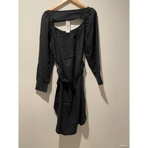 The Drop TEREA Andrea Pitter Black‎ Long Sleeve Cutout Tie Waist Dress XL Women